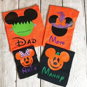 Disney Halloween Family Matching Shirt Set, Disney Shirt, Mom, Dad, Brother, Sister, Pumpkin Shirt. Family Matching Mouse Set image 1