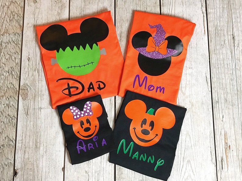 Disney Halloween Family Matching Shirt Set, Disney Shirt, Mom, Dad, Brother, Sister, Pumpkin Shirt. Family Matching Mouse Set image 1