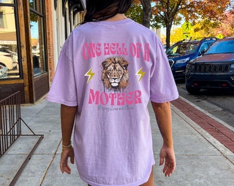 One Hell Of A Mother Raising Lions Not Sheep Trendy Mom Oversized shirt For Patriotic Mom Comfort Colors Tee Shirt For Women Grunge