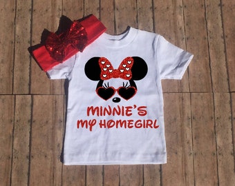 Minnie's My Homegirl with Sunglasses | Personalized Disney Shirt | Girl Toddler Youth Shirt | Disney Family Matching Shirts |  Baby Bodysuit