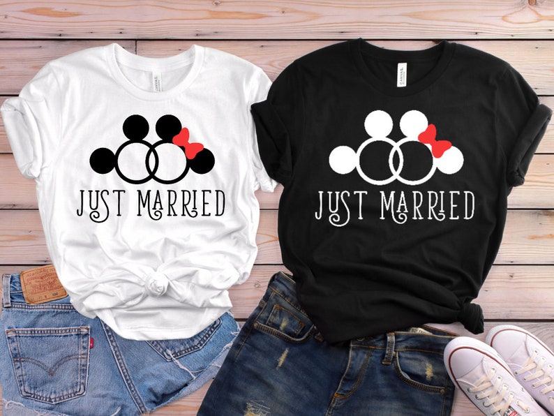 Just Married Shirts Disney Honeymoon Shirts Disney Newlywed Shirts Disney Couples Shirts Disney Just Married Shirts Disney Shirts image 1
