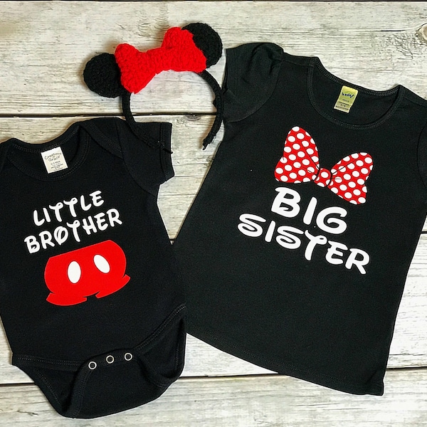 Disney Family Matching Shirts, Big Brother Little Sister Disney Shirt, Little Brother, Big Sister, Mickey Mouse, Minnie Mouse