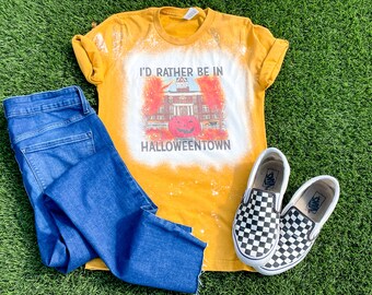 Je préfère être à Halloweentown | | de chemises d’Halloweentown Chemises d’Halloween | Chemises d’automne pour femmes | | de tee graphique d’Halloween Chemise blanchie