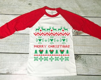 Ugly Christmas Sweater Design | Disney Christmas Shirt | Mickey Ugly Christmas Sweater | Raglan | Mickey Christmas | Minnie Christmas