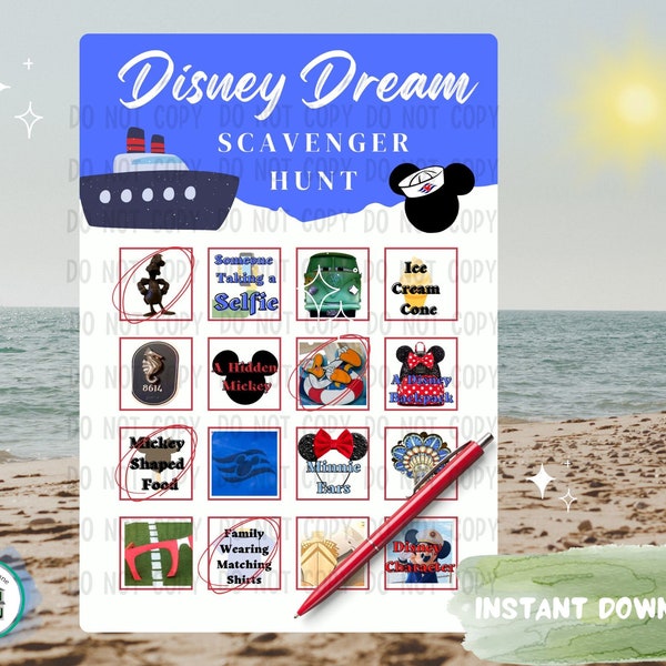 DCL Dream Cruise BINGO Game Scavenger Hunt | Cruise Fish Extender Gift | Fish Extender Gift | Cheap Fish Extender Gift