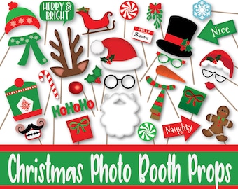 Christmas Photo Booth Props, Banner and Decorations - Christmas Printable Props - Includes over 60 Props in PDF Format - INSTaNT DOWNLoAd