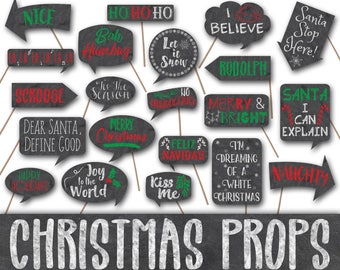 Christmas Chalkboard Signs Photo Booth Props - Printable - Includes over 40 Christmas Photo Props - Digital Download - INSTaNT DOWNLoAd