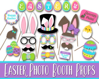 Happy Easter Photo Booth Props and Decorations - Printable - Over 30 Images in PDFand JPEG Formats - Digital Download- INSTaNT DOWNLoAD