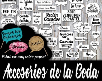 Wedding Photo Booth Prop Signs and Decorations in Spanish - Accesorios de la Boda en Español - Over 50 Images - Print on any Color Paper