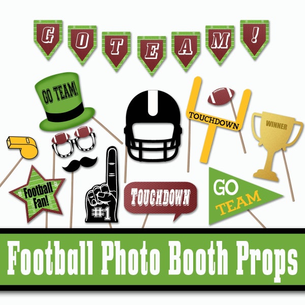 Football Photo Booth Props and Party Decorations - Printable - Birthday Party Decorations - Pdf and Jpeg files - INSTaNT DOWNLoAD