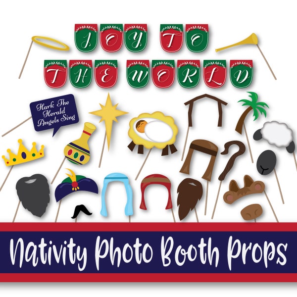 Christmas Nativity Photo Booth Props and Banner - Printable Christmas Props - Over 30 Images in PDF Formats - INSTaNT DOWNLoAd