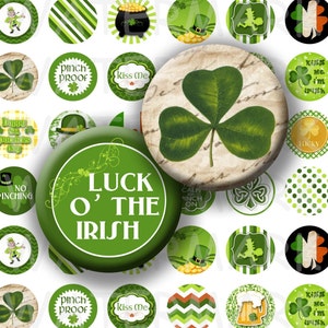 St Patricks Day Digital Collage Sheet 1 inch Round Circles INSTANT DOWNLOAD image 1