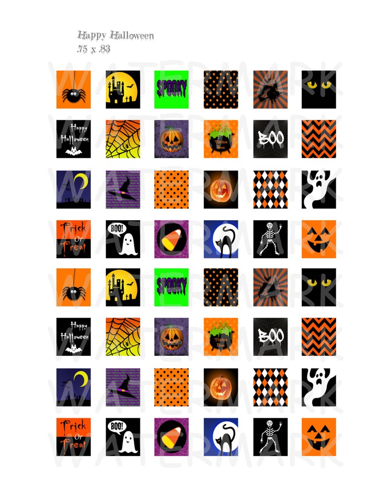 Happy Halloween Digital Collage Sheet .75 x .83 Scrabble Size INSTANT DOWNLOAD image 2