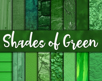 Shades of Green Digital Paper - Green Backgrounds - Green Textures - 16 Designs - 12in x 12in - Commercial Use - INSTANT DOWNLOAD