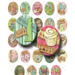 Inspiriert - Digital Collage Sheet - 30 x 40 mm Ovale - SOFORT-DOWNLOAD