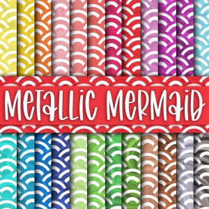 Metallic Mermaid Scales Digital Papers - Colorful Mermaid Scales Backgrounds - 24 Colors - 12in x 12in - Commercial Use - Sublimation