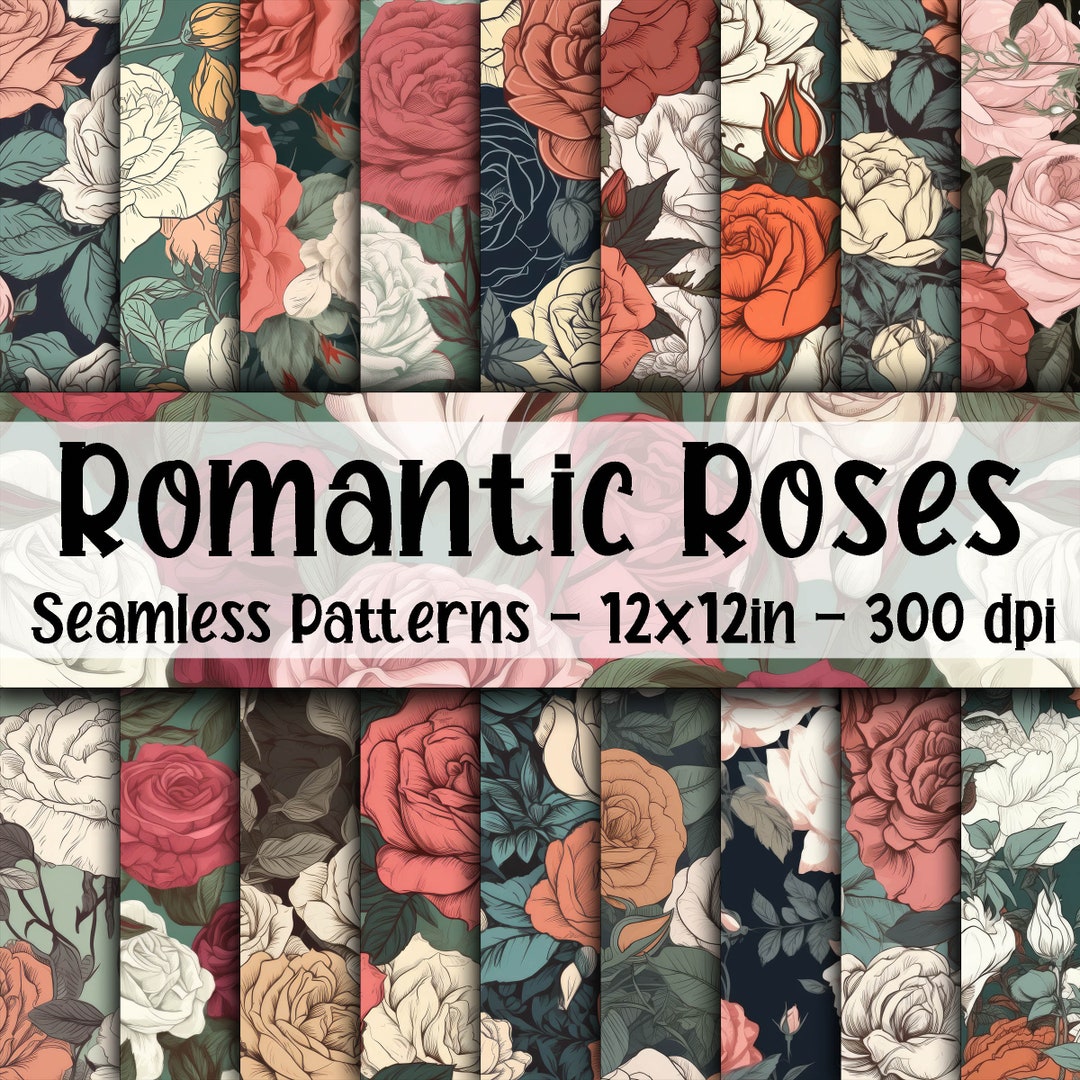 Romantic Roses SEAMLESS Patterns - Romantic Roses Digital Paper - 18 ...