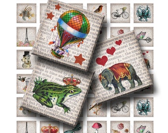 Dictionary Art  - Digital Collage Sheet  - 1 inch (1 x 1) - INSTANT DOWNLOAD