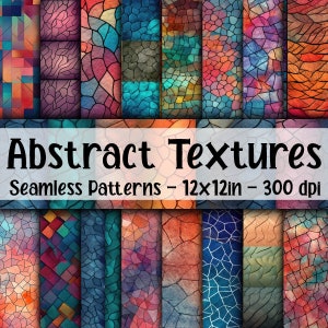 Texturas abstractas Patrones SIN COSTURAS - Papel digital con texturas de acuarela - 16 diseños - 12 x 12 pulgadas - Uso comercial - Patrones de texturas abstractas