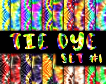 Tie Dye Digital Paper - Set 1 - Seamless Colorful Tie-Dye Digital Paper Pack - 16 Designs - 12in x 12in - Commercial Use - INSTANT DOWNLOAD