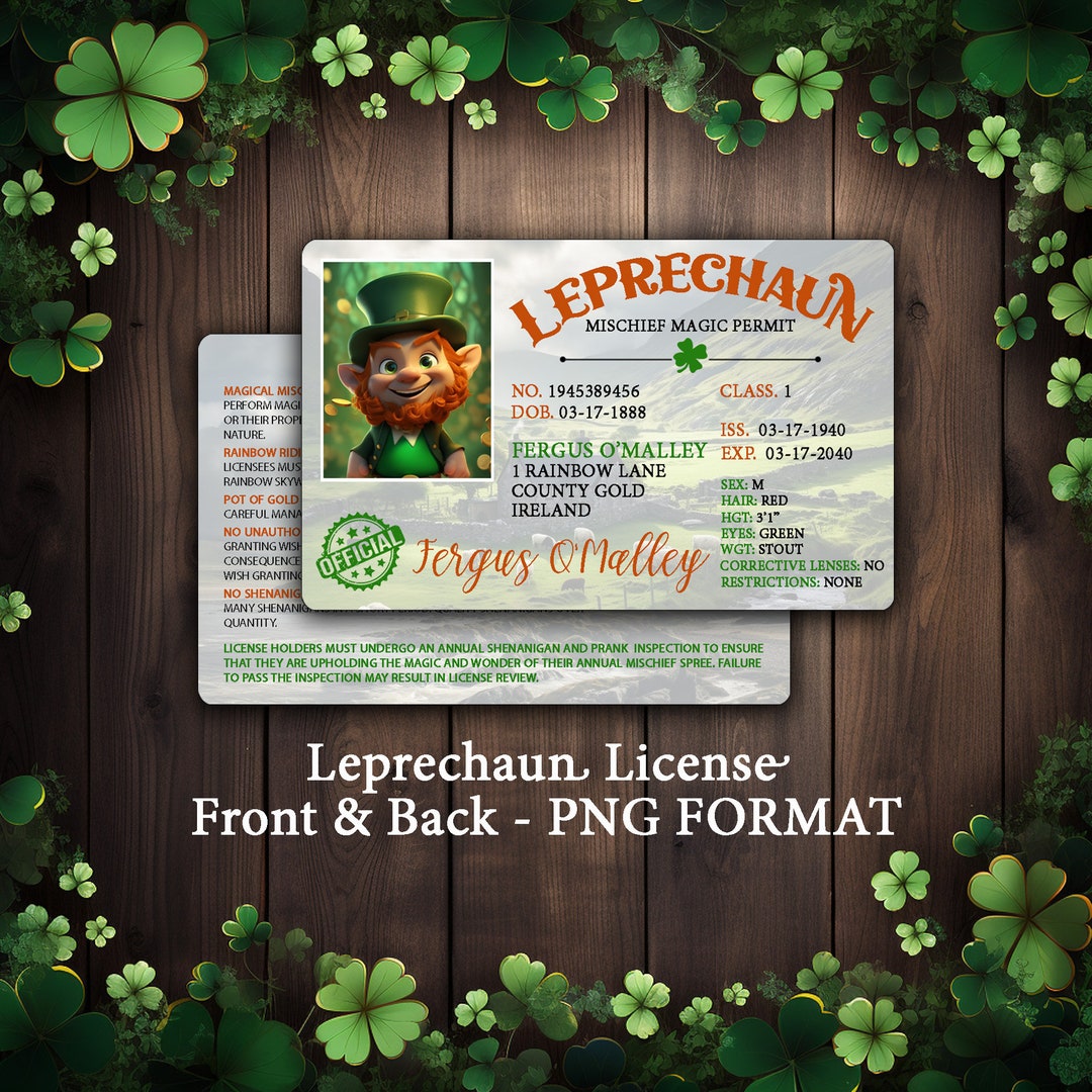Leprechaun License Sublimation Design - Leprechaun Mischief Permit PNG ...