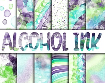 Alcohol Ink Digital Paper - Blue, Purple and Blue Textures- Alcohol Ink Backgrounds - 12 Colors - 12in x 12in - Commercial Use - Sublimation
