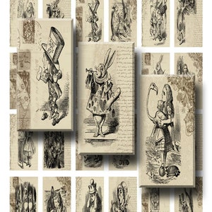 Alice in Wonderland - Digital Collage Sheet - 1 x 2 inch Domino - INSTANT DOWNLOAD