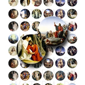 Carl Bloch - Paintings of Jesus - Digital Collage Sheet  - 1 inch Round Circles - INSTANT DOWNLOAD