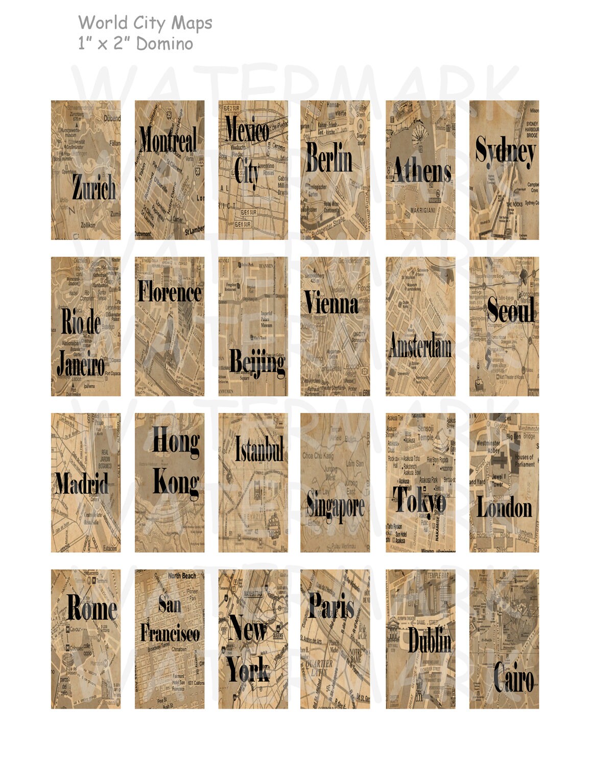 World City Maps - Digital Collage Sheet - 1 X 2 Inch Domino - INSTANT ...
