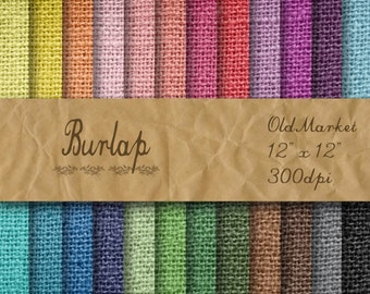 Burlap Digital Paper -  Colorful Burlap Textures - Burlap Backgrounds - 24 Colors - 12in x 12in - Commercial Use -  INSTANT DOWNLOAD