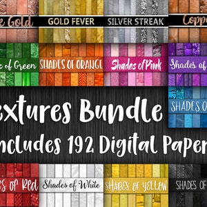 Colorful Textures Bundle - Includes 192 Digital Papers - Colorful Digital Textures Scrapbook paper Backgrounds -  12x12in - Commercial Use