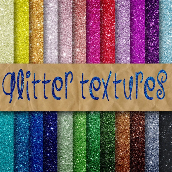 Glitter Digital Paper - Glitter Textures - Glitter Backgrounds -  24 Colors - 12in x 12in - Commercial Use -  INSTANT DOWNLOAD