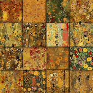 Gustav Klimt Inspired Flowers SEAMLESS Patterns - Klimt Flowers Digital ...
