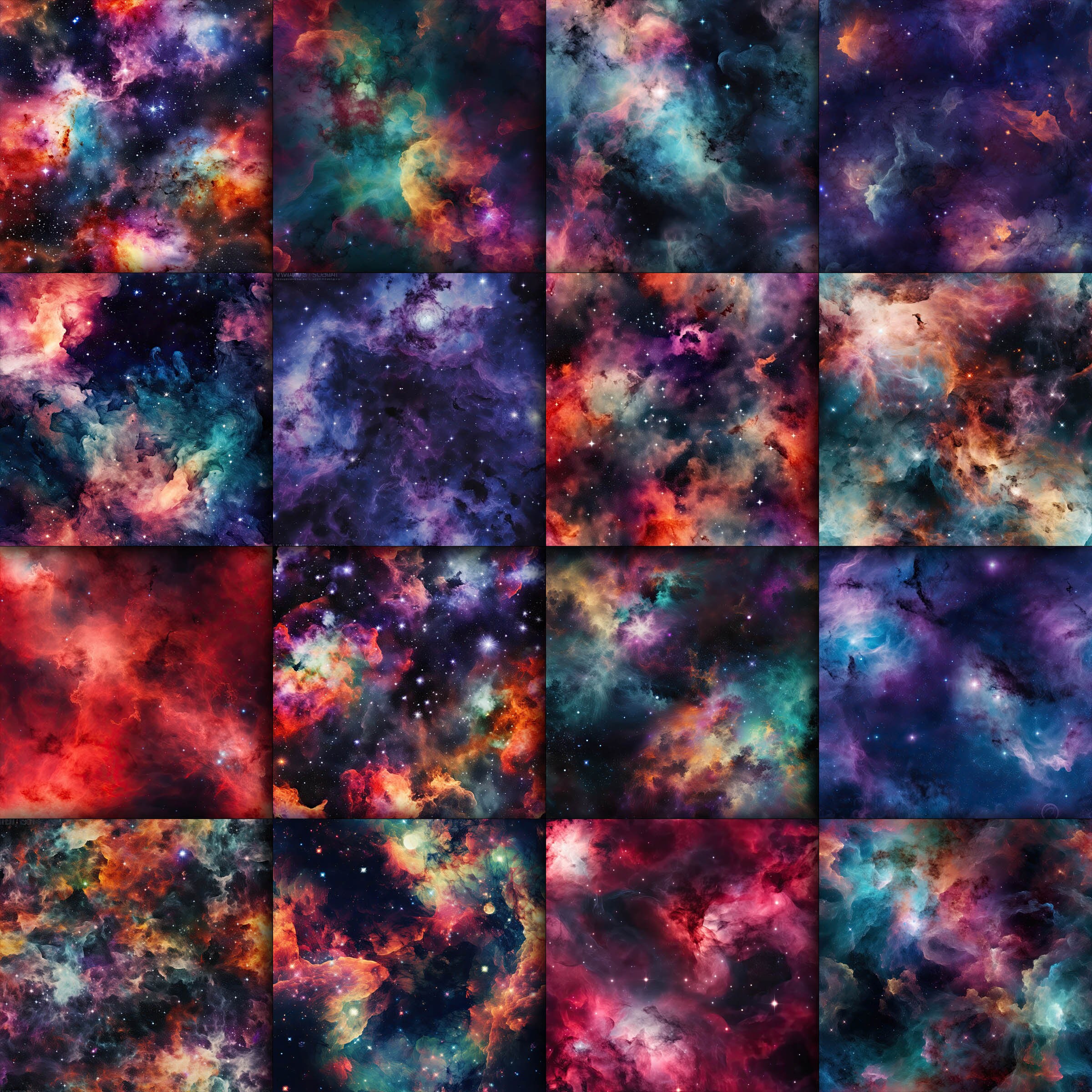 Galaxy Nebula SEAMLESS Patterns - Galaxy Digital Paper - 16 Designs ...