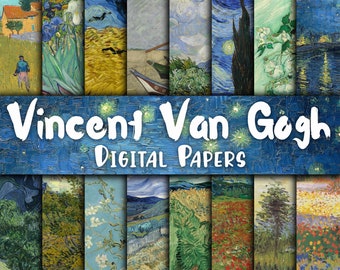 Vincent Van Gogh Paintings Digital Paper - Van Gogh Paintings and Backgrounds - 16 Designs - 12in x 12in - Commercial Use - INSTANT DOWNLOAD