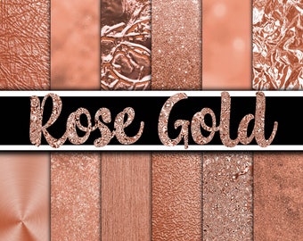 Rose Gold Digital Paper - Rose Gold Textures - Rose Gold Backgrounds -  12 Designs - 12in x 12in - Commercial Use -  INSTANT DOWNLOAD
