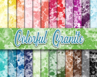 Colorful Granite Digital Paper - Granite Textures - Granite Backgrounds - 24 Colors - 12inx12in - Commercial Use -INSTANT DOWNLOAD