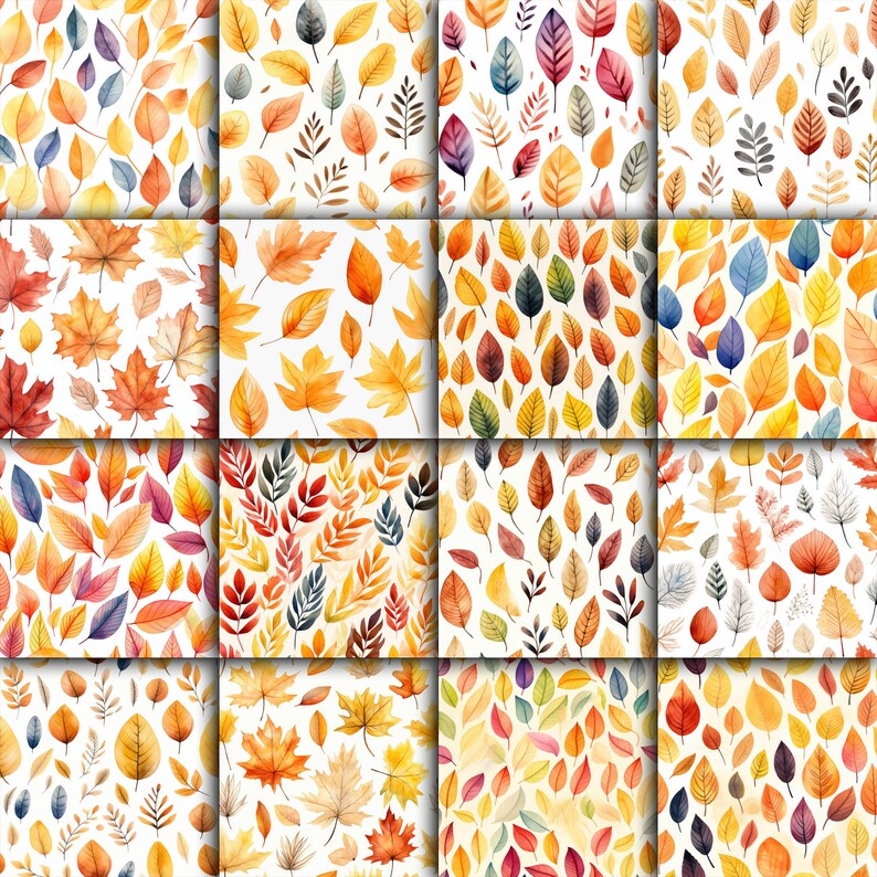 Watercolor Fall Leaves SEAMLESS Patterns - Autumn Leaves Digital Paper ...
