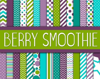 Berry Smoothie Digital Paper - Colorful Design Backgrounds - 30 Papers - 12in x 12in - Commercial Use -  INSTANT DOWNLOAD