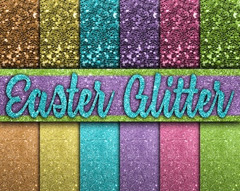 Easter Glitter Digital Paper - Spring Backgrounds and Textures - 12 Designs - 12 x 12in - Commercial Use - Instant Download