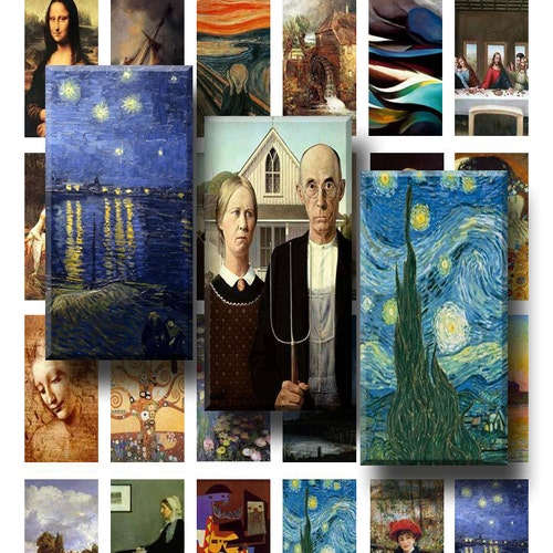 Famous Paintings - Digital Collage Sheet - 1 X 2 Inch Domino