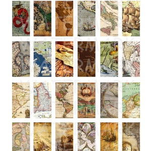 Antique Maps - Digital Collage Sheet - 1 X 2 Inch Domino - INSTANT ...
