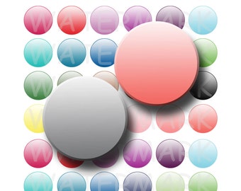 Ombre Colors - Digital Collage Sheet  - 1 inch Round Circles - INSTANT DOWNLOAD