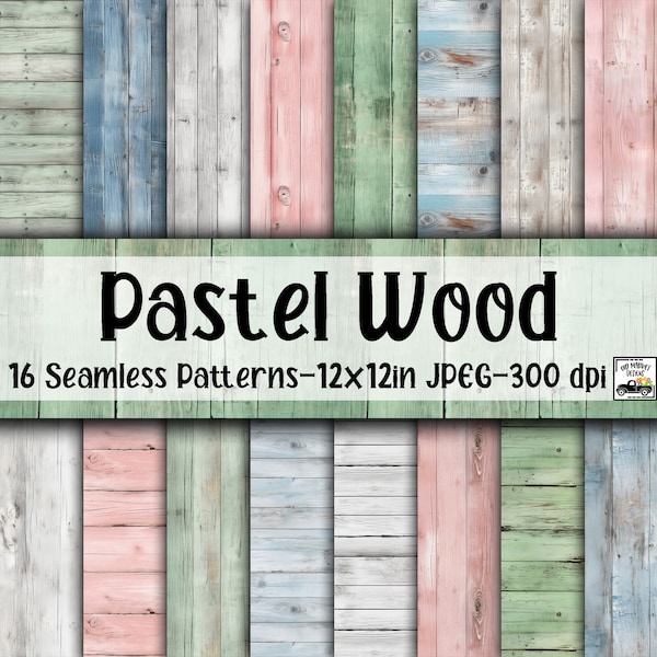 Pastel Wood Planks SEAMLESS Patterns - Wood Fence Digital Paper - 16 Designs - 12x12in - Commercial Use - Pastel Wood Fence Textures