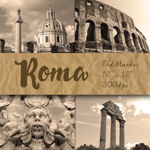 Roma Digital Papers - Photographs of Rome - Rome Italy Digital Backgrounds - 12 Designs - 12in x 12in - Commercial Use - INSTANT DOWNLOAD
