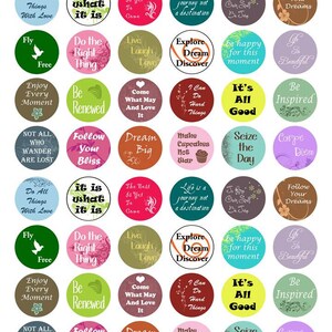 Words of Wisdom Digital Collage Sheet 1 Inch Round Circles INSTANT ...