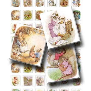 Beatrix Potter Illustrations - Digital Collage Sheet   - .75 x .83 Scrabble Size - INSTANT DOWNLOAD