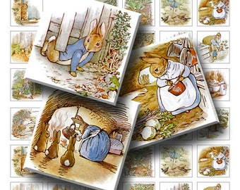 Peter Rabbit - Digital Collage Sheet  - 1 inch (1 x 1)  - INSTANT DOWNLOAD