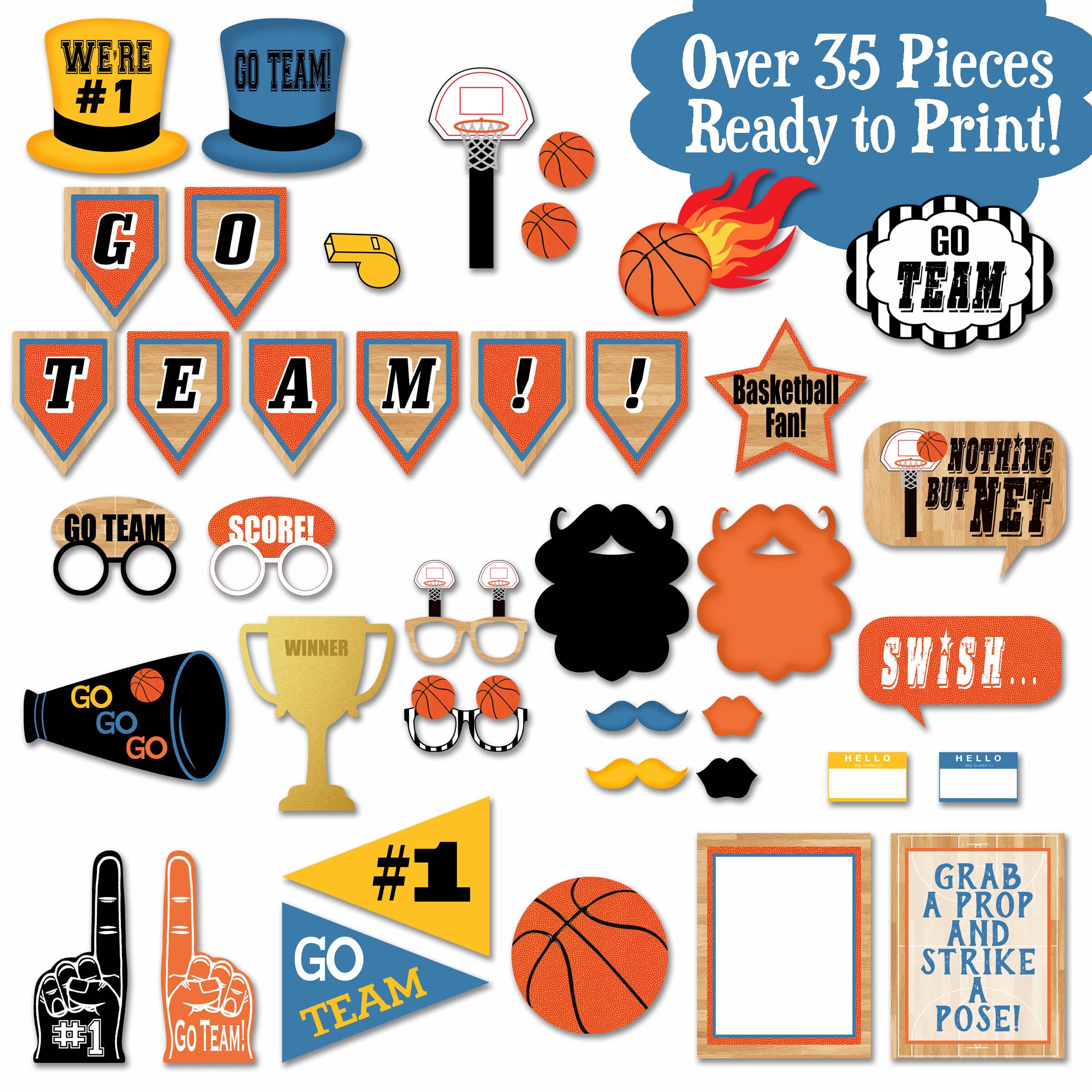 Basketball Photo Booth Props and Party Decorations Printable Etsy