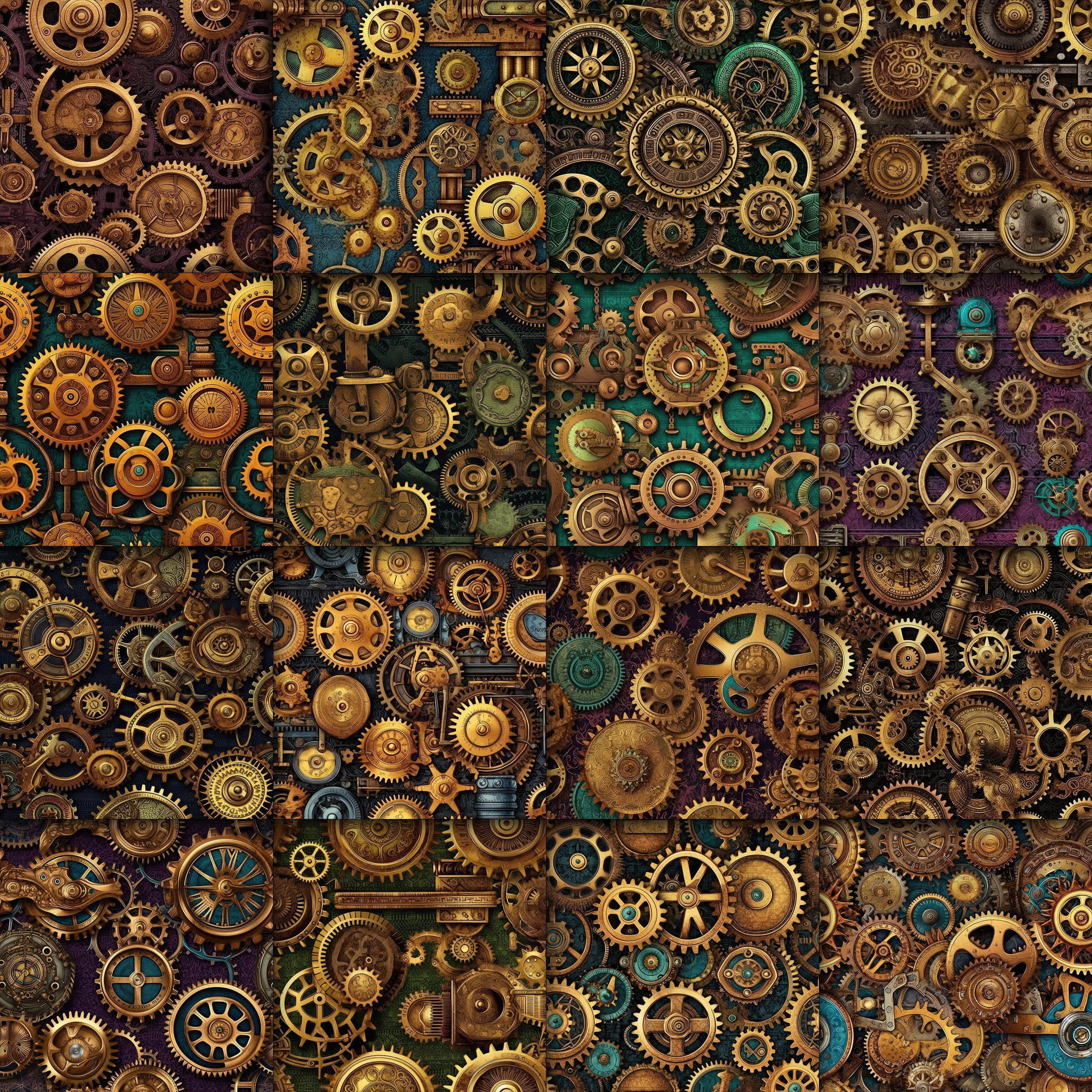Steampunk Machinery SEAMLESS Patterns - Steampunk Digital Paper - 16 ...